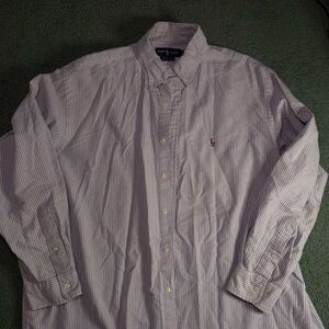 Ralph Lauren Men's Pinstripe Shirt - Gray and White